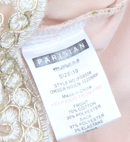 Parisian Women Beige Embroidered Halter Playsuit Size 10