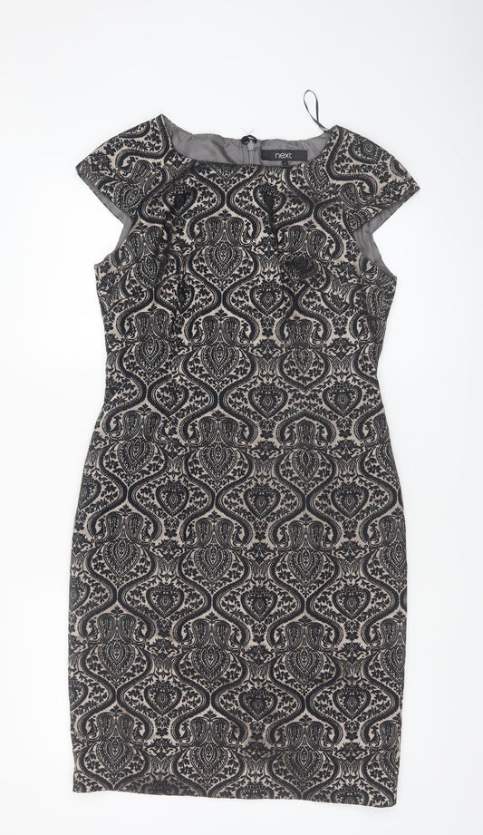 Next Women’s Black Geometric Sheath Dress Size 14