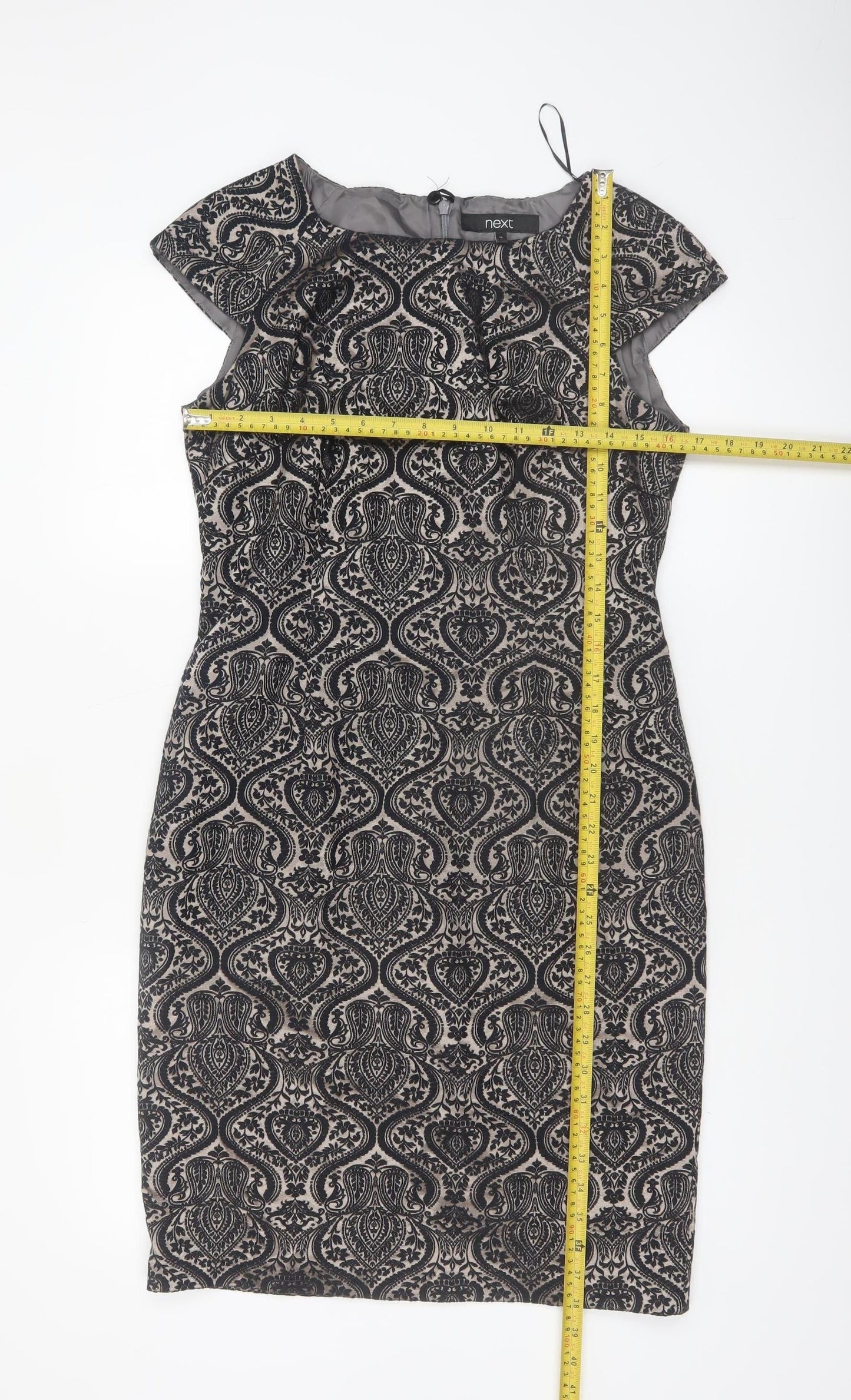 Next Women’s Black Geometric Sheath Dress Size 14