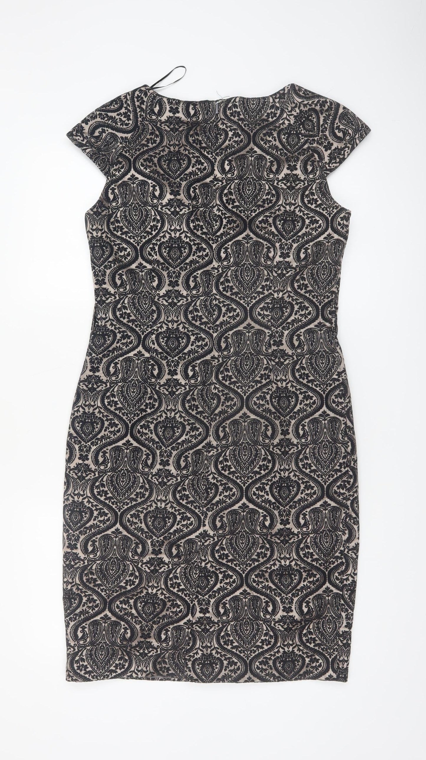 Next Women’s Black Geometric Sheath Dress Size 14