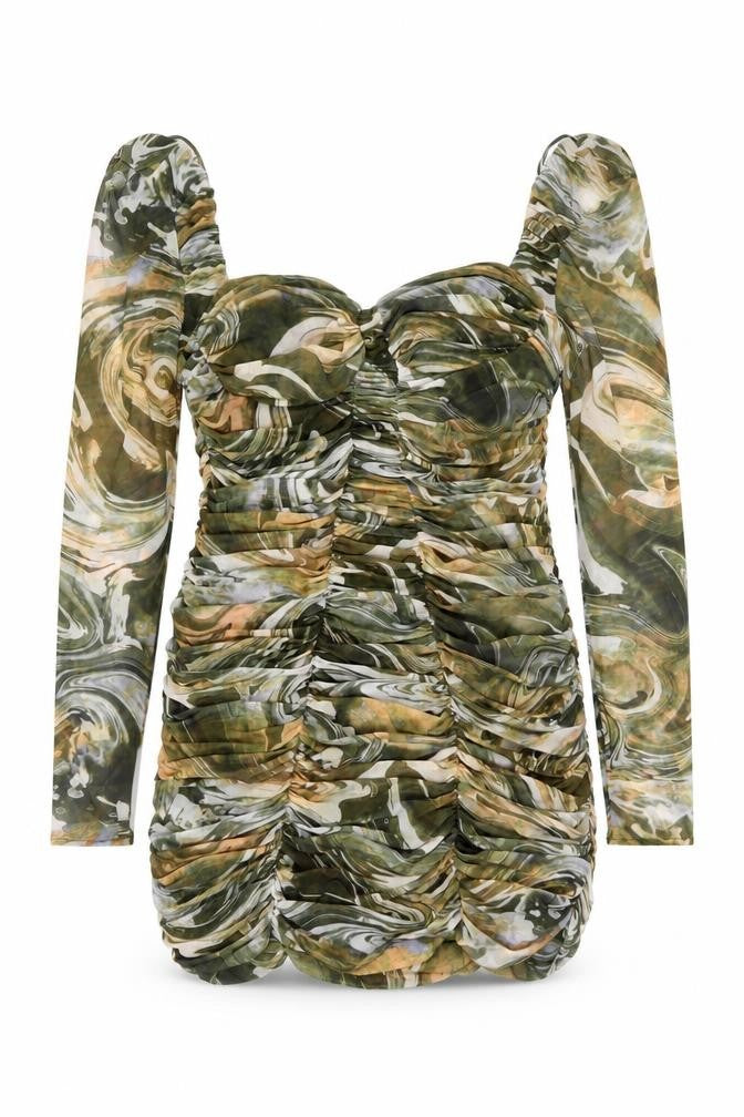 Zara Women Multicoloured Size 18 Ruched Bodycon Dress