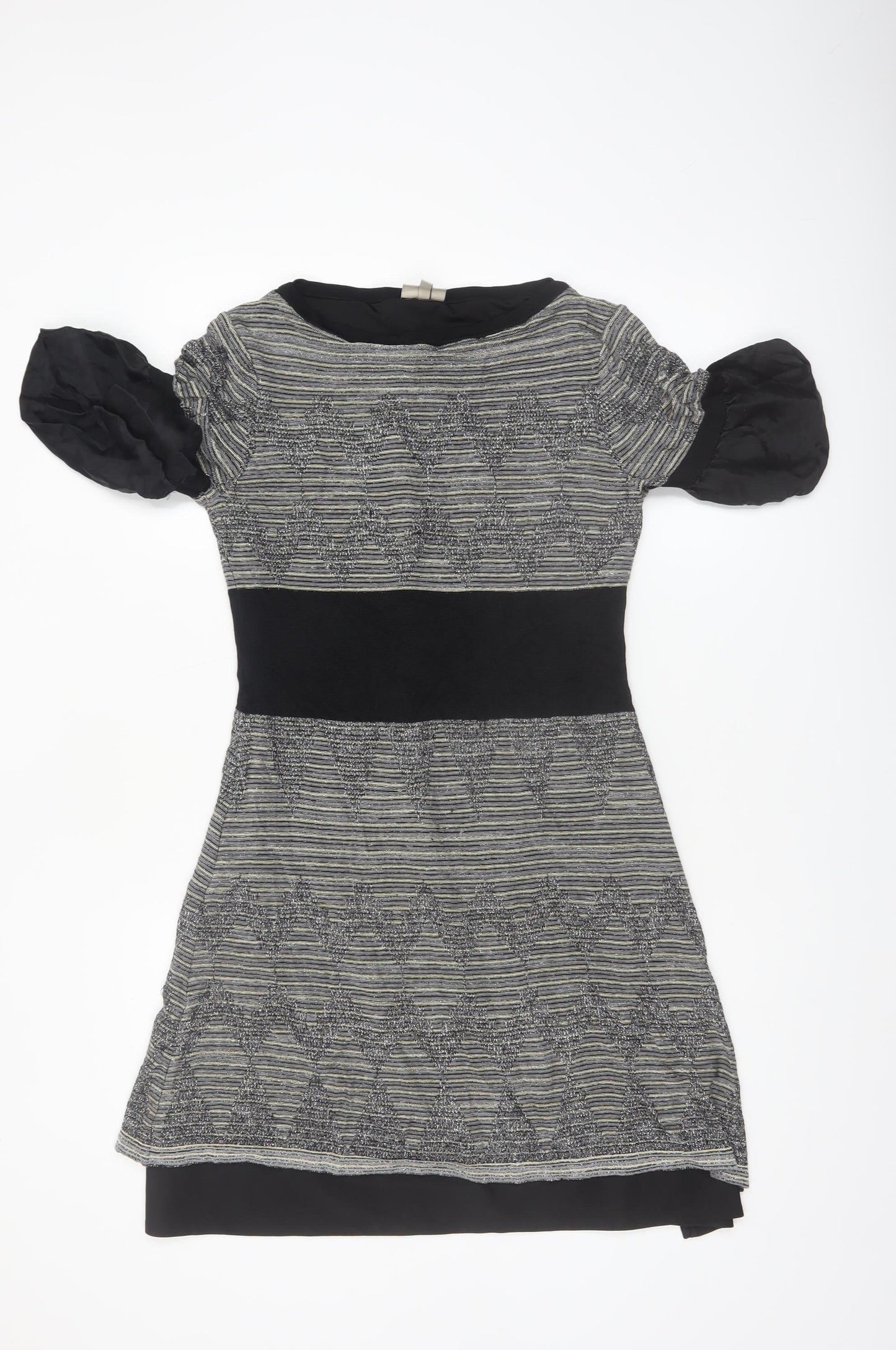 Karen Millen Womens Black Geometric Fit & Flare Dress Size 8