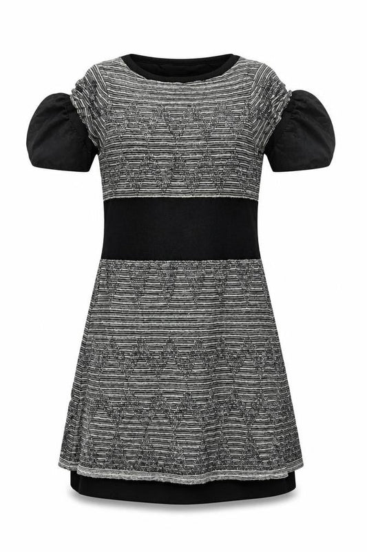 Karen Millen Womens Black Geometric Fit & Flare Dress Size 8