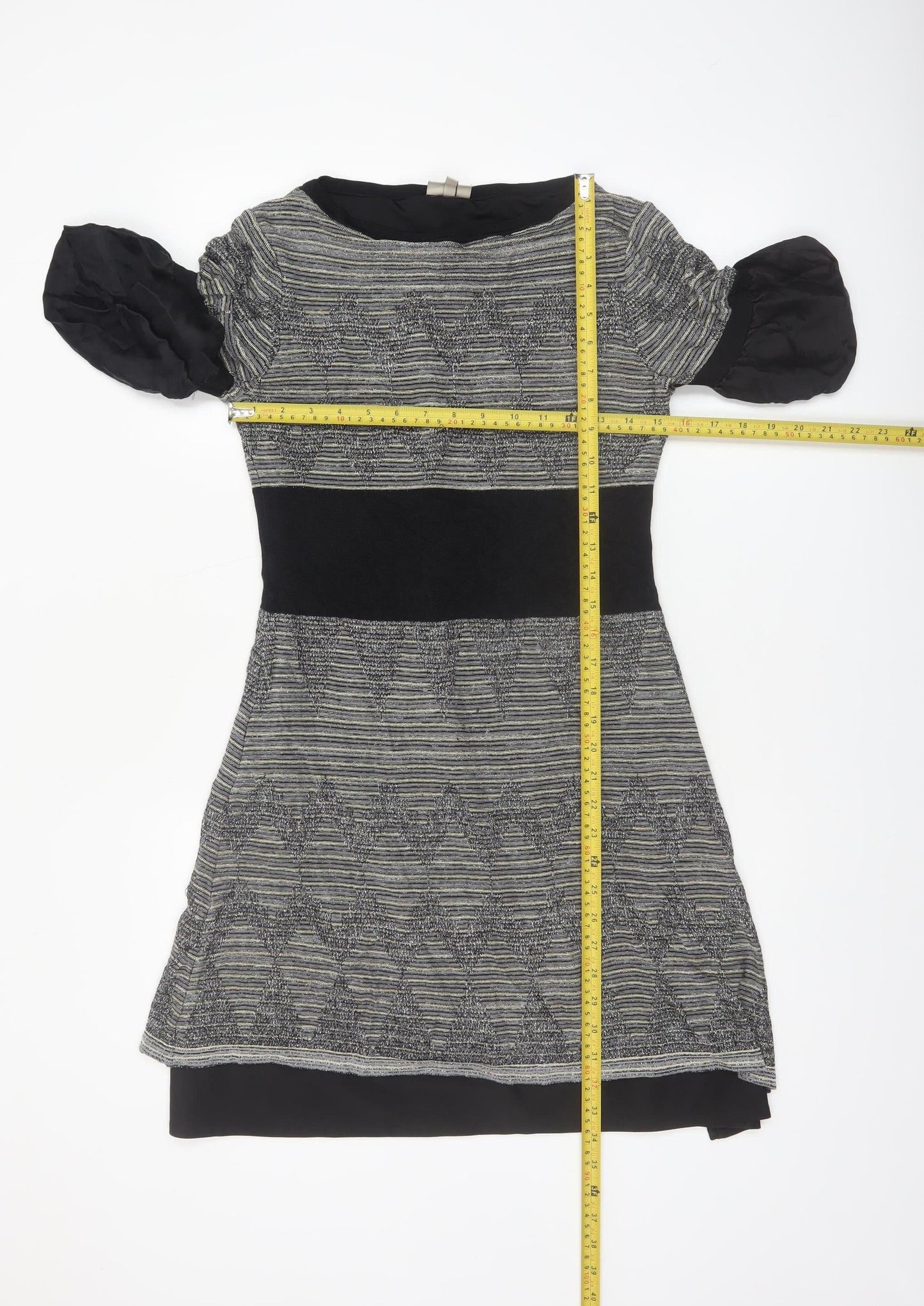 Karen Millen Womens Black Geometric Fit & Flare Dress Size 8