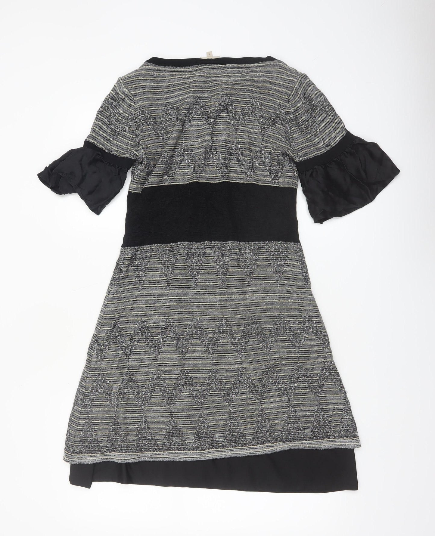 Karen Millen Womens Black Geometric Fit & Flare Dress Size 8