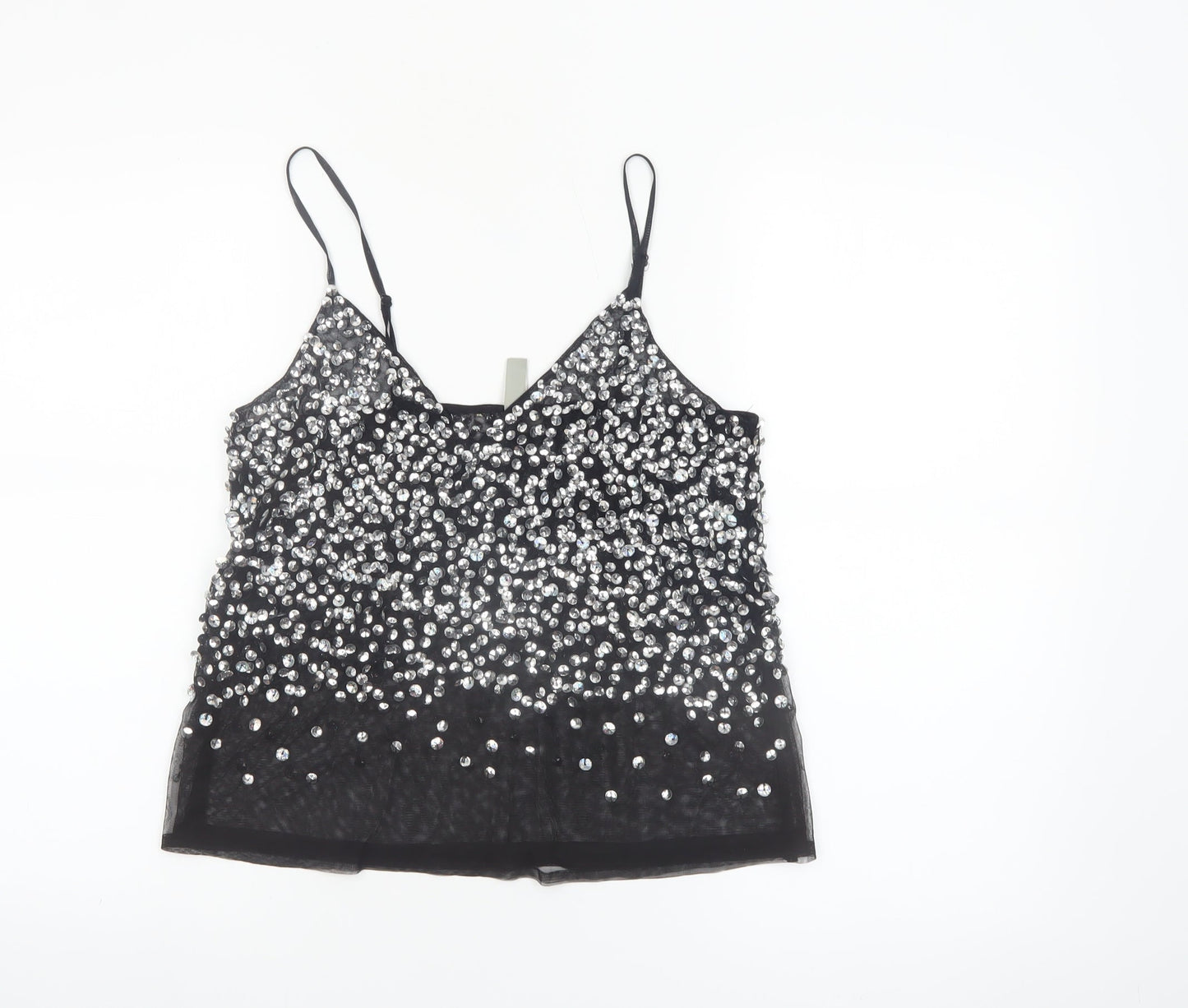 ASOS Women's Black Sequin Camisole Tank Top Size 8 Party Wear
