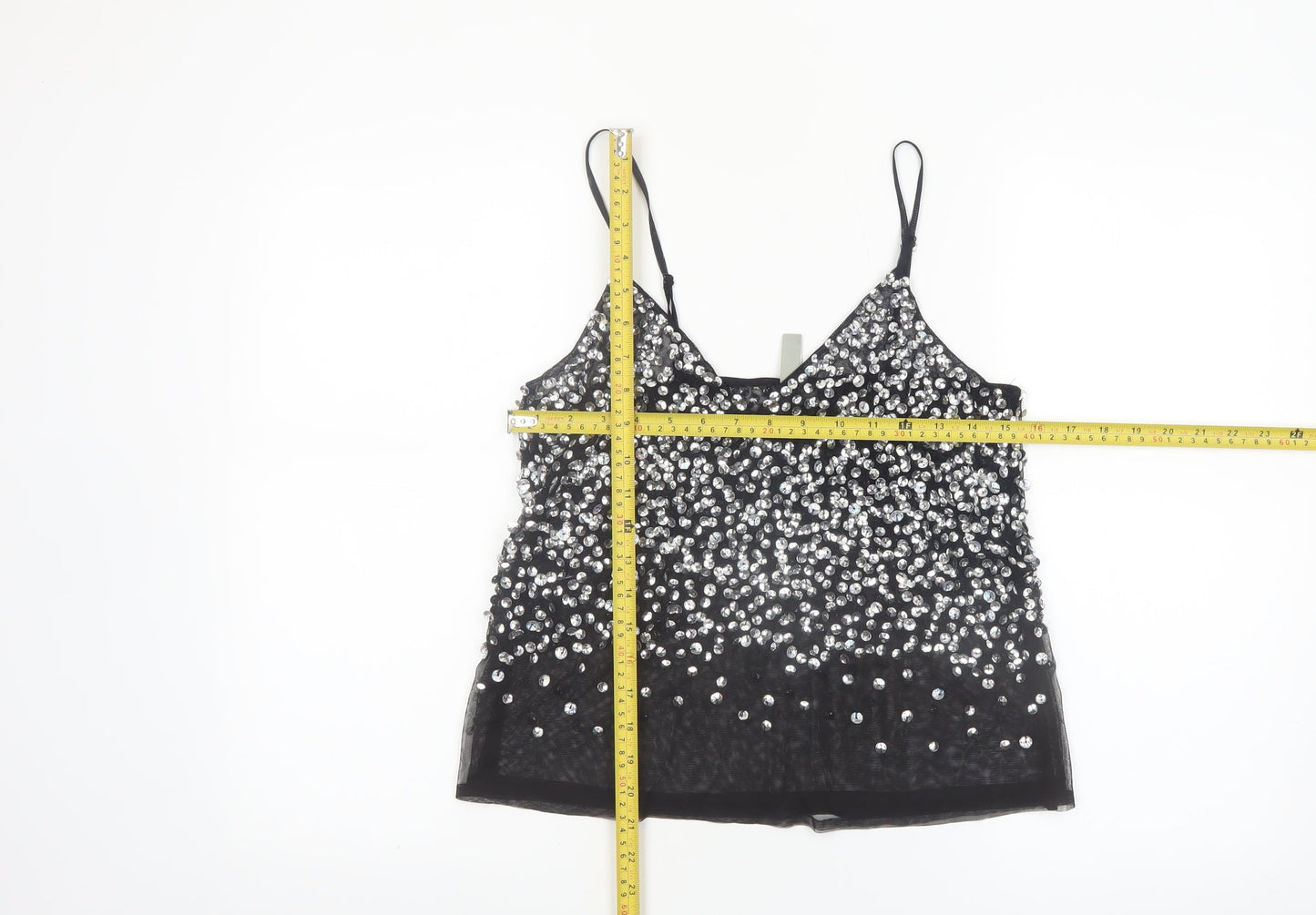 ASOS Women's Black Sequin Camisole Tank Top Size 8 Party Wear