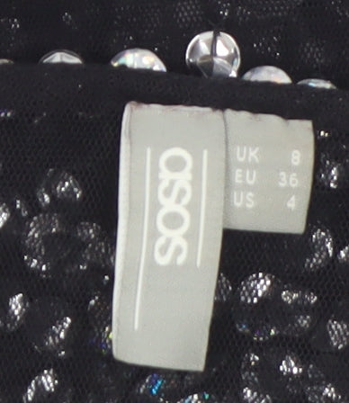 ASOS Women's Black Sequin Camisole Tank Top Size 8 Party Wear