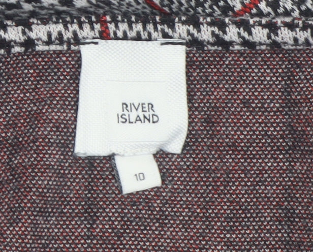 River Island Women Grey Check Pinafore Dress Size 10 Sleeveless