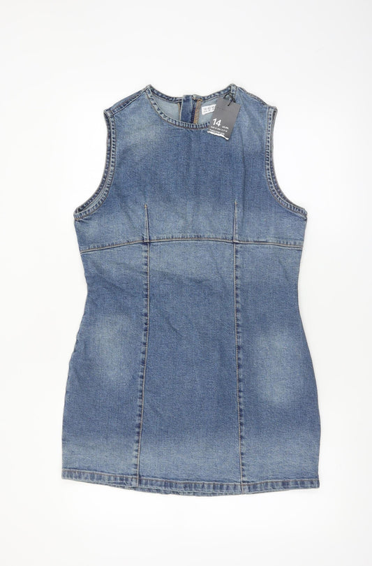 Denim Co Women’s Blue Sleeveless Bodycon Denim Dress Size 14