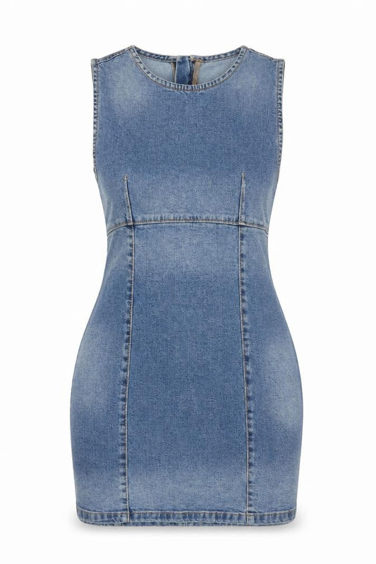 Denim Co Women’s Blue Sleeveless Bodycon Denim Dress Size 14