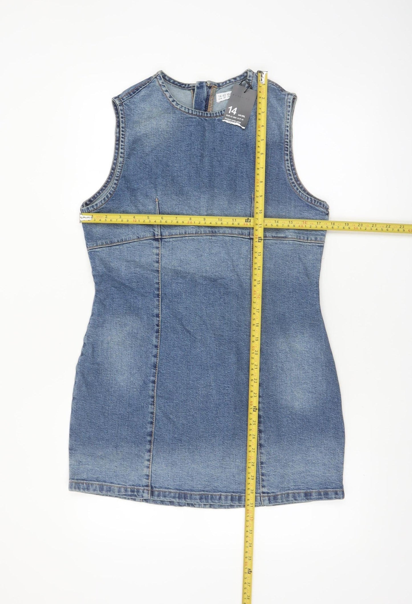 Denim Co Women’s Blue Sleeveless Bodycon Denim Dress Size 14