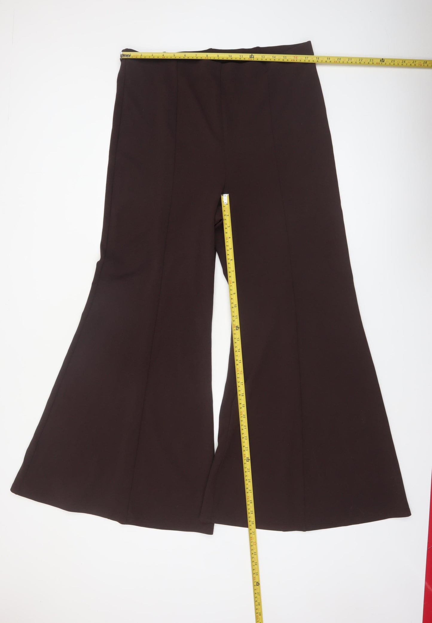 River Island Women Brown Flared Stretch Ponte Trousers Size 18