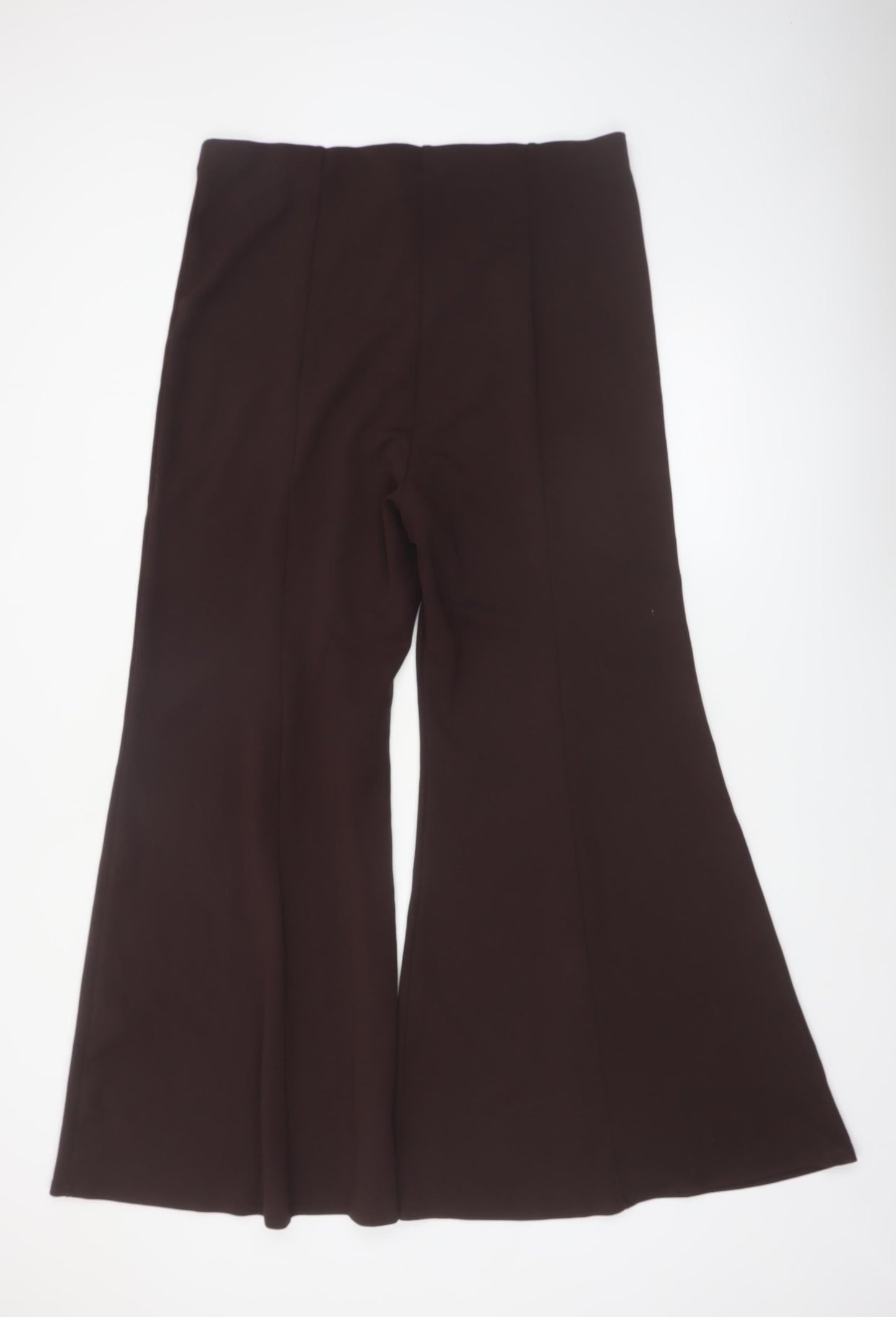 River Island Women Brown Flared Stretch Ponte Trousers Size 18