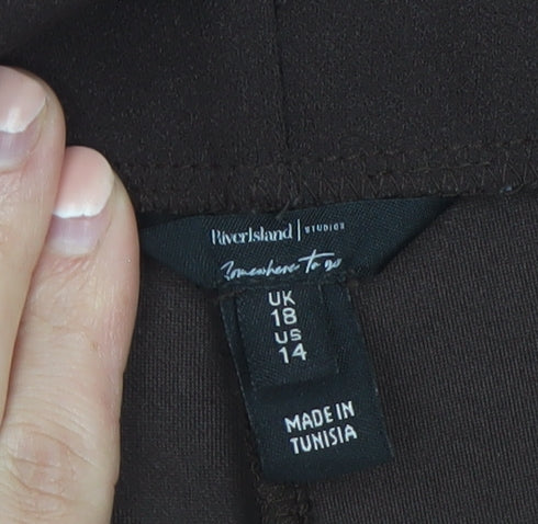 River Island Women Brown Flared Stretch Ponte Trousers Size 18