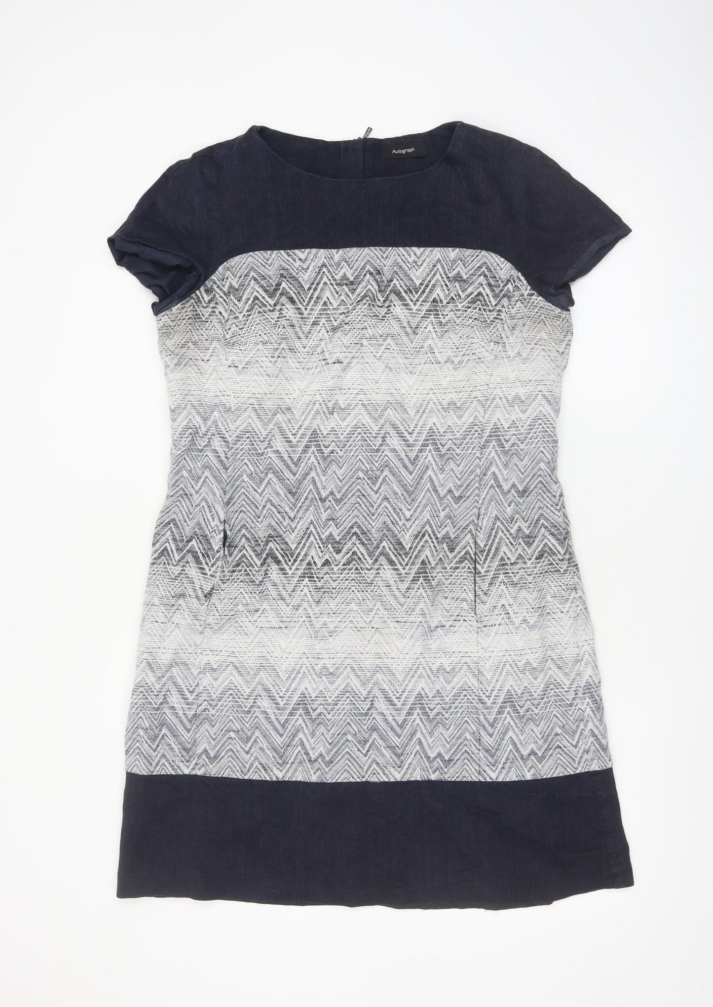 Marks and Spencer Women’s Blue Shift Dress Size 14 Chevron Pattern