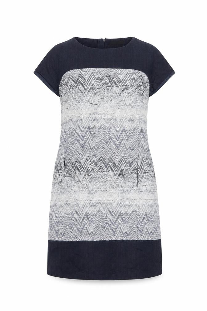 Marks & Spencer Women’s Blue Shift Dress Size 14 Chevron Pattern