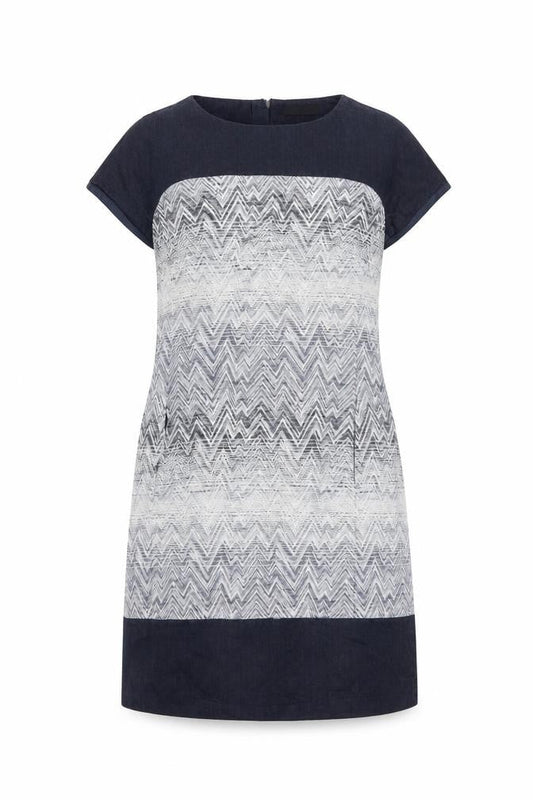 Marks & Spencer Women’s Blue Shift Dress Size 14 Chevron Pattern