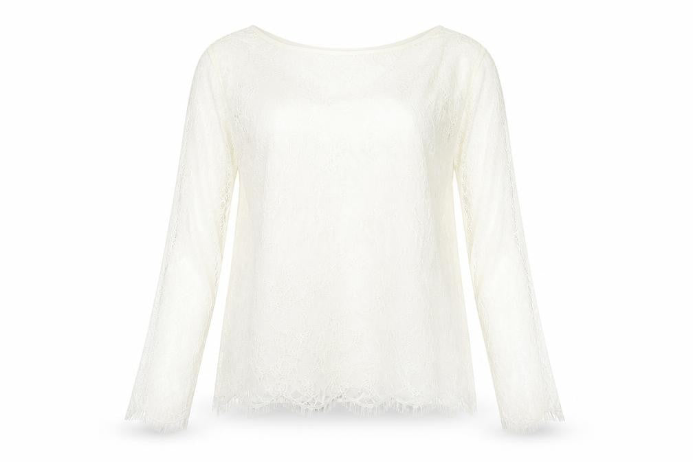 Marks & Spencer Women Ivory Lace Long Sleeve Blouse Size 16