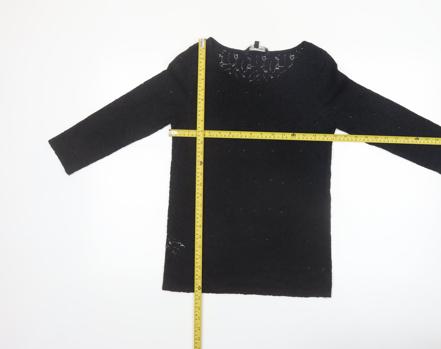Laura Ashley Women's Black Lace Tunic Blouse UK 12