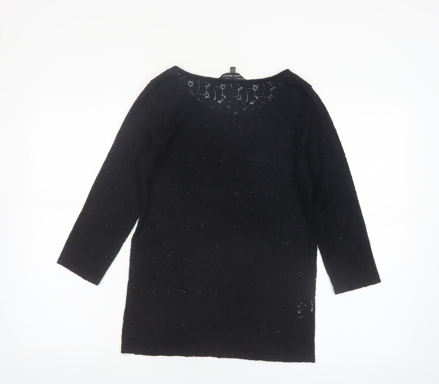 Laura Ashley Women's Black Lace Tunic Blouse UK 12