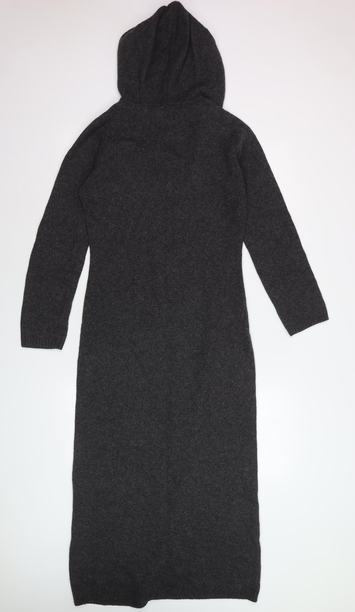 Fenn Wright & Manson Women Grey Wool Blend Hooded Jumper Dress S
