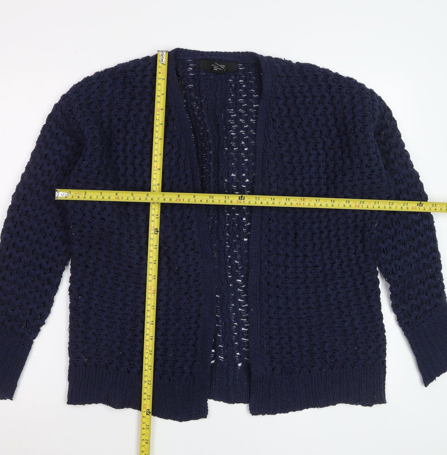 Forever 21 Women’s Blue Open-Knit Long Sleeve Cardigan Size S