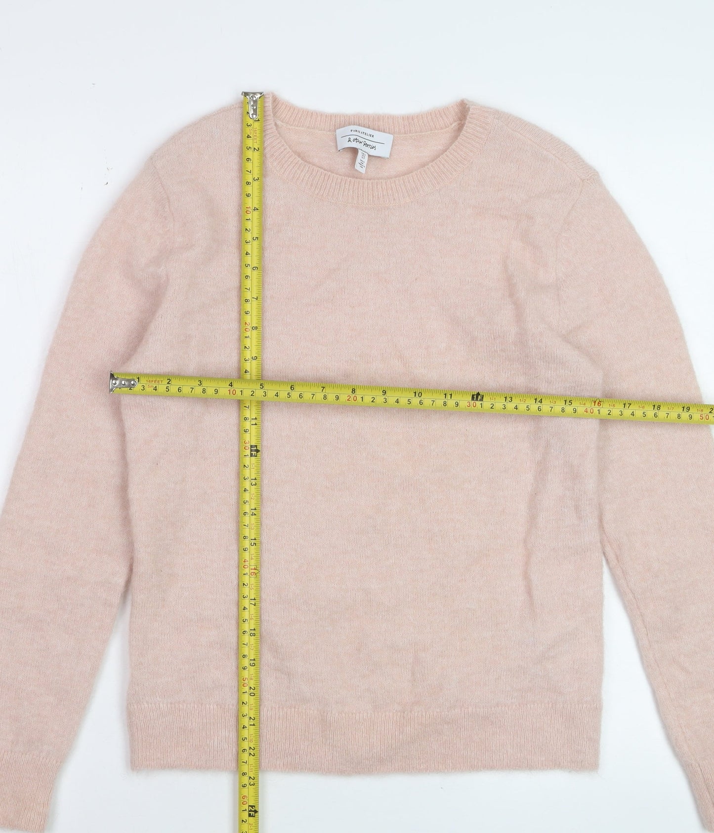 & Other Stories Women’s Pink Mohair Wool Crew Neck Jumper Small