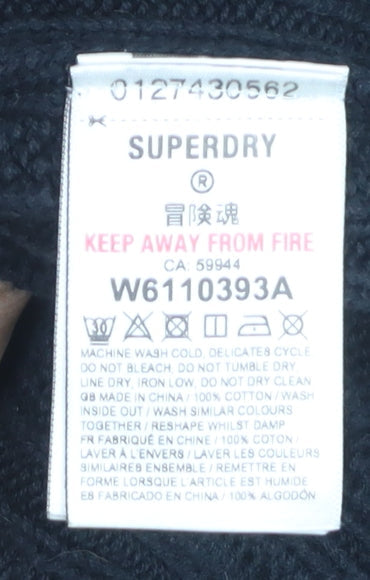 Superdry Womens Black Cable-Knit Roll Neck Jumper UK 10