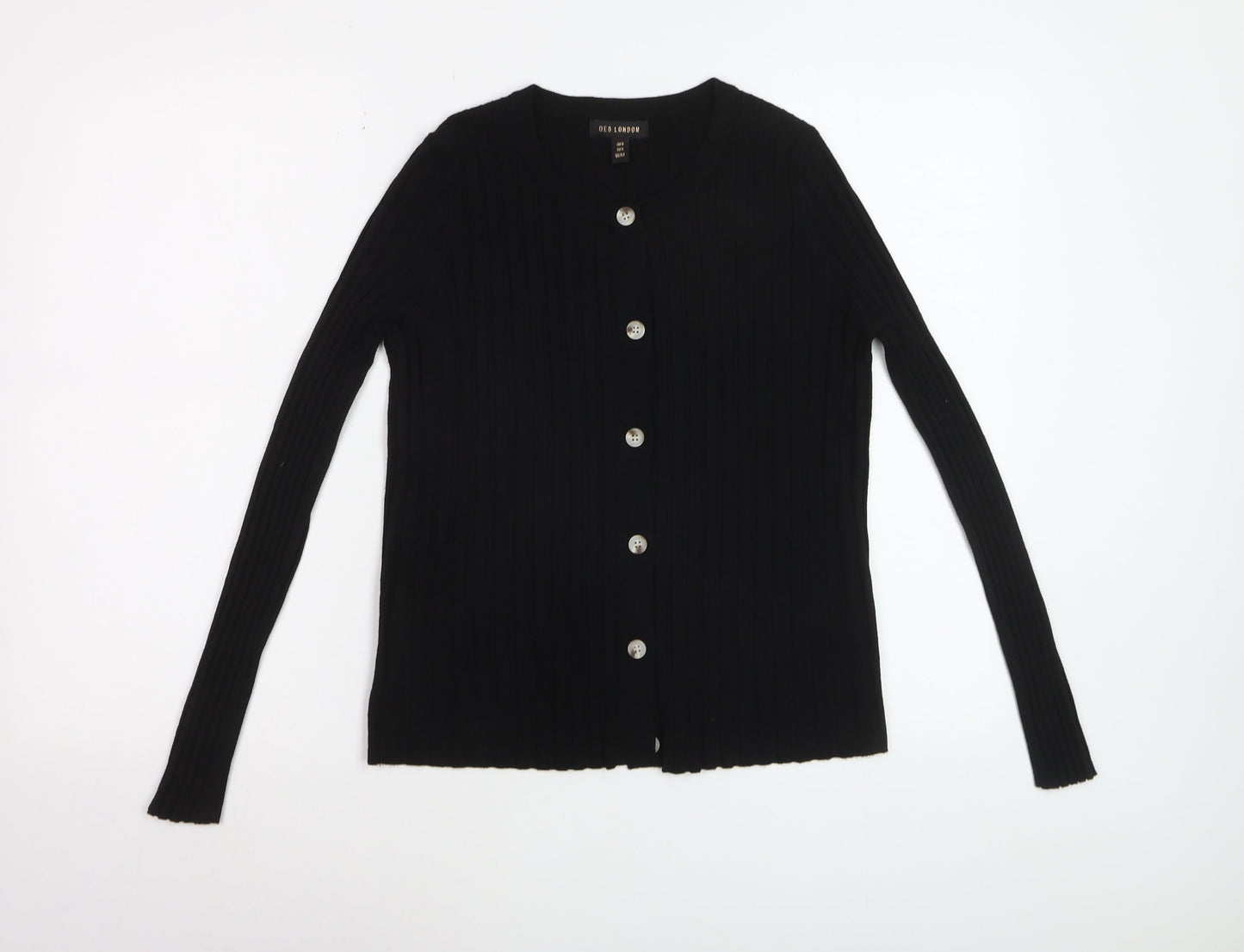 QED London Women's Black Knit Button Cardigan Size S