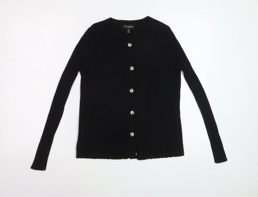 QED London Women's Black Knit Button Cardigan Size S