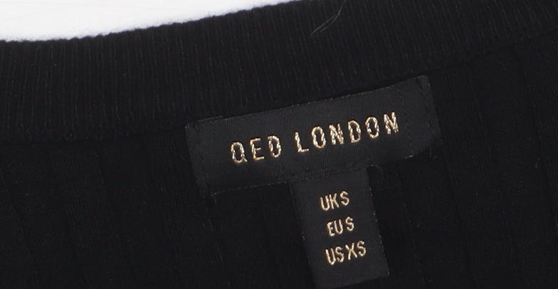 QED London Women's Black Knit Button Cardigan Size S