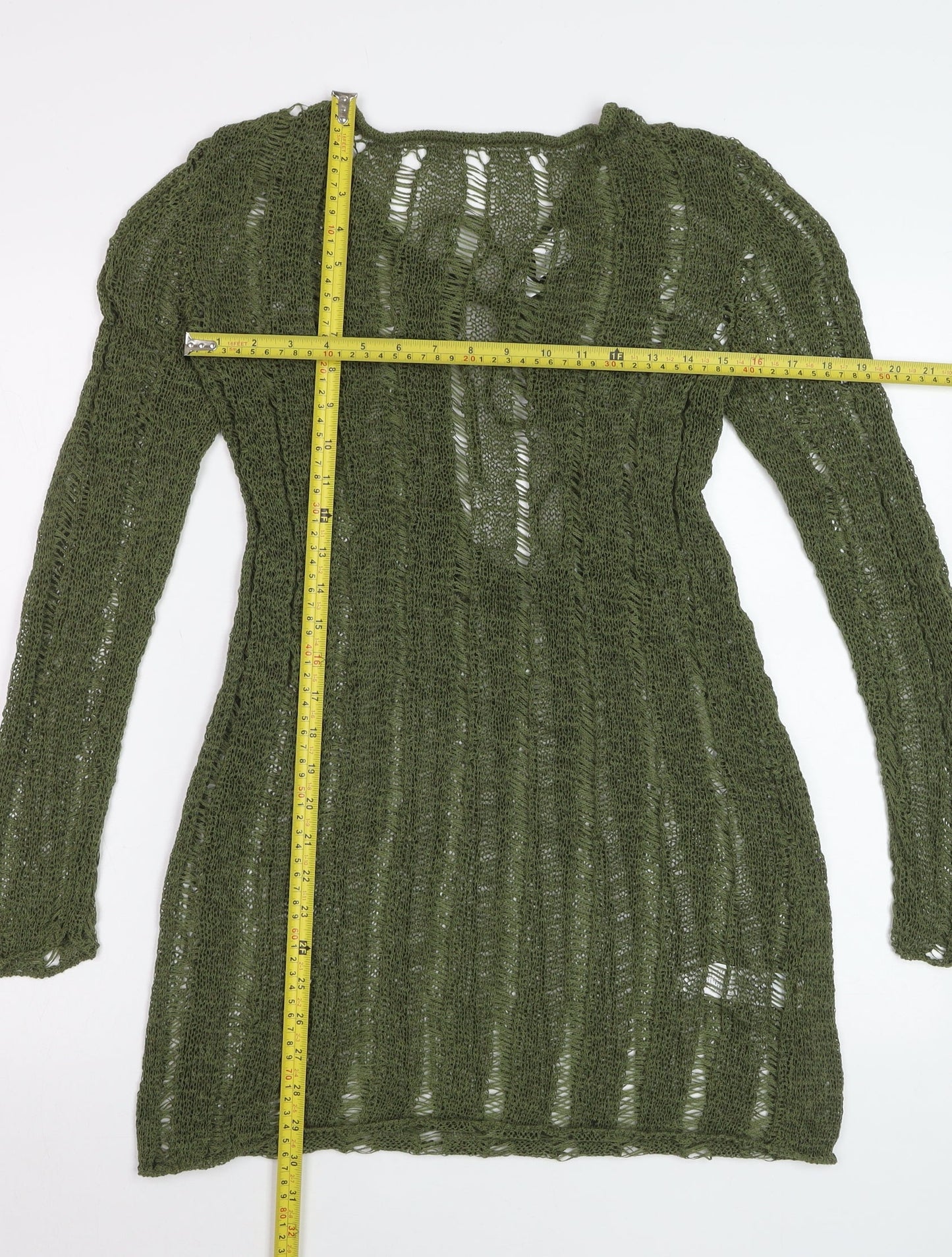 Collusion Women’s Green Knit Jumper Dress Size L Long Sleeve Scoop Neck