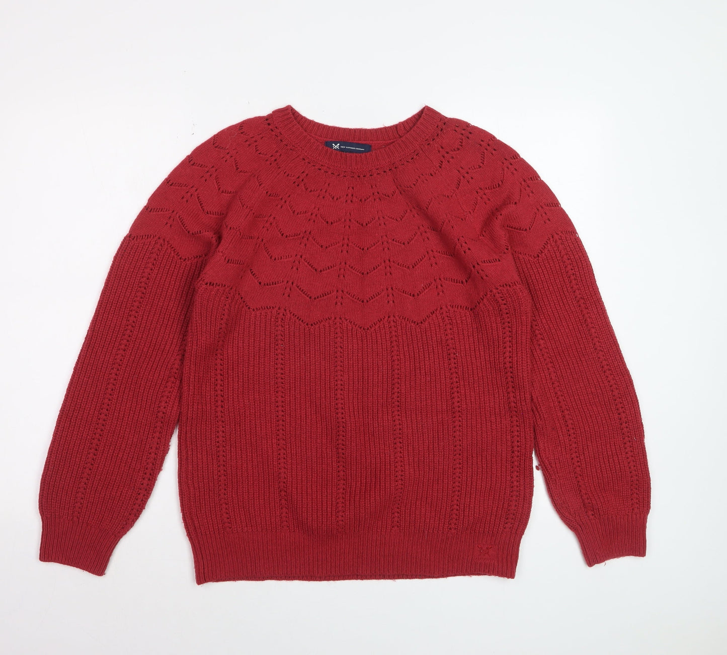 Crew Clothing Company Womens Red Knit Jumper Size 14 Wool Blend