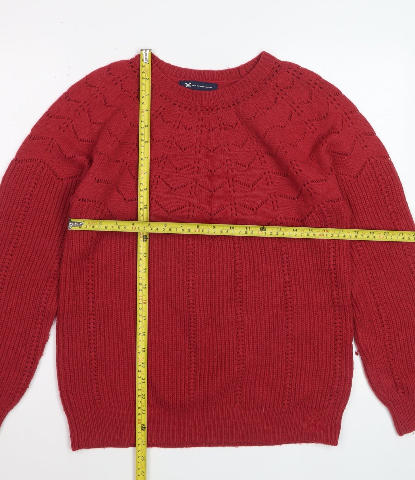 Crew Clothing Company Womens Red Knit Jumper Size 14 Wool Blend