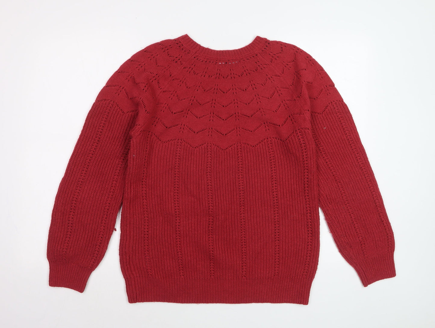 Crew Clothing Company Womens Red Knit Jumper Size 14 Wool Blend