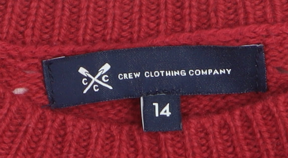 Crew Clothing Company Womens Red Knit Jumper Size 14 Wool Blend
