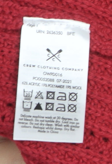 Crew Clothing Company Womens Red Knit Jumper Size 14 Wool Blend