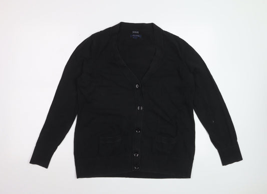 Tommy Hilfiger Women’s Black Cotton Cardigan XL V-Neck Knit