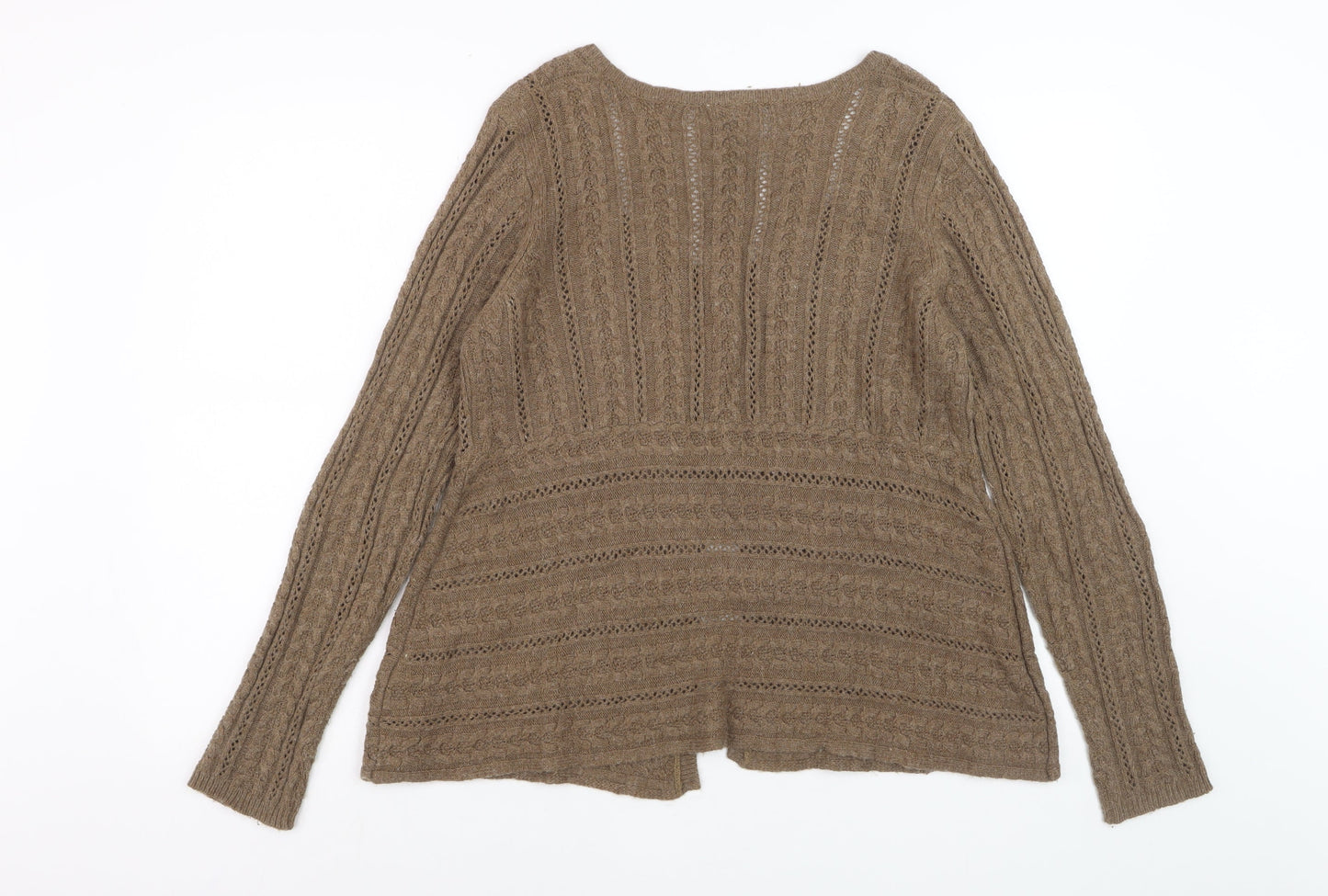 White Stuff Women's Brown Cable-Knit Cardigan Size 18