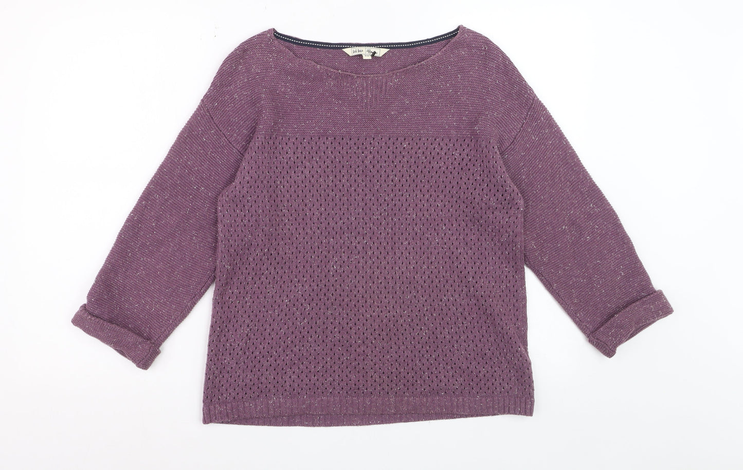 Fat Face Women Dusty Mauve Cotton Jumper Size 10 Boat Neck Knit