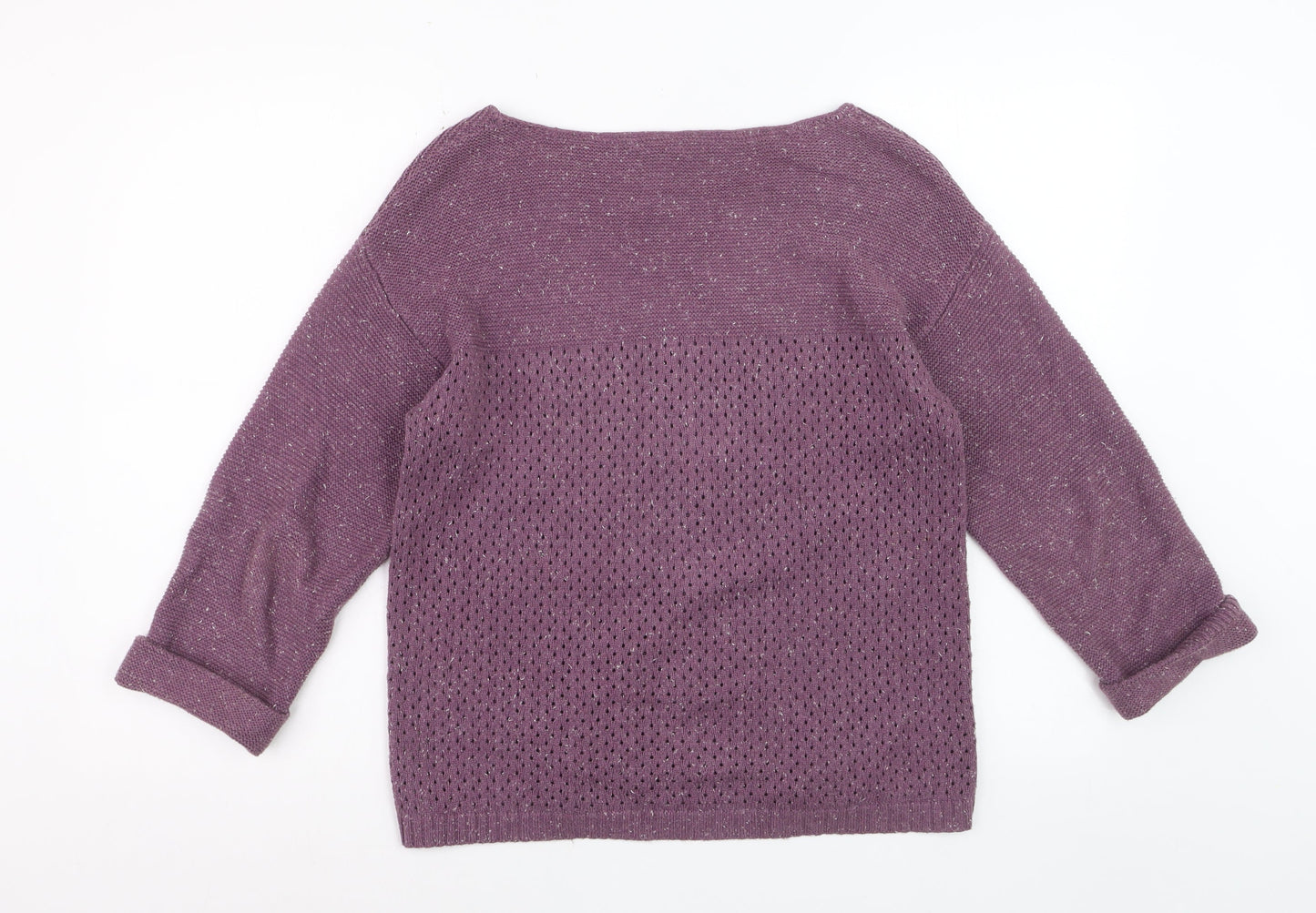 Fat Face Women Dusty Mauve Cotton Jumper Size 10 Boat Neck Knit