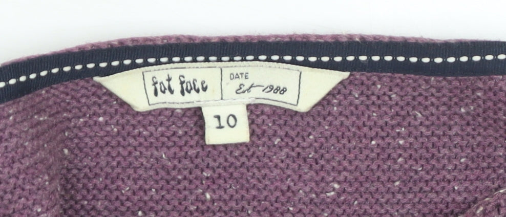 Fat Face Women Dusty Mauve Cotton Jumper Size 10 Boat Neck Knit