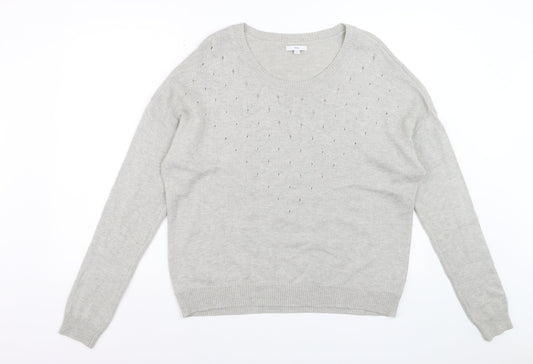 Gap Women Grey Crew Neck Long Sleeve Pullover Jumper Size L