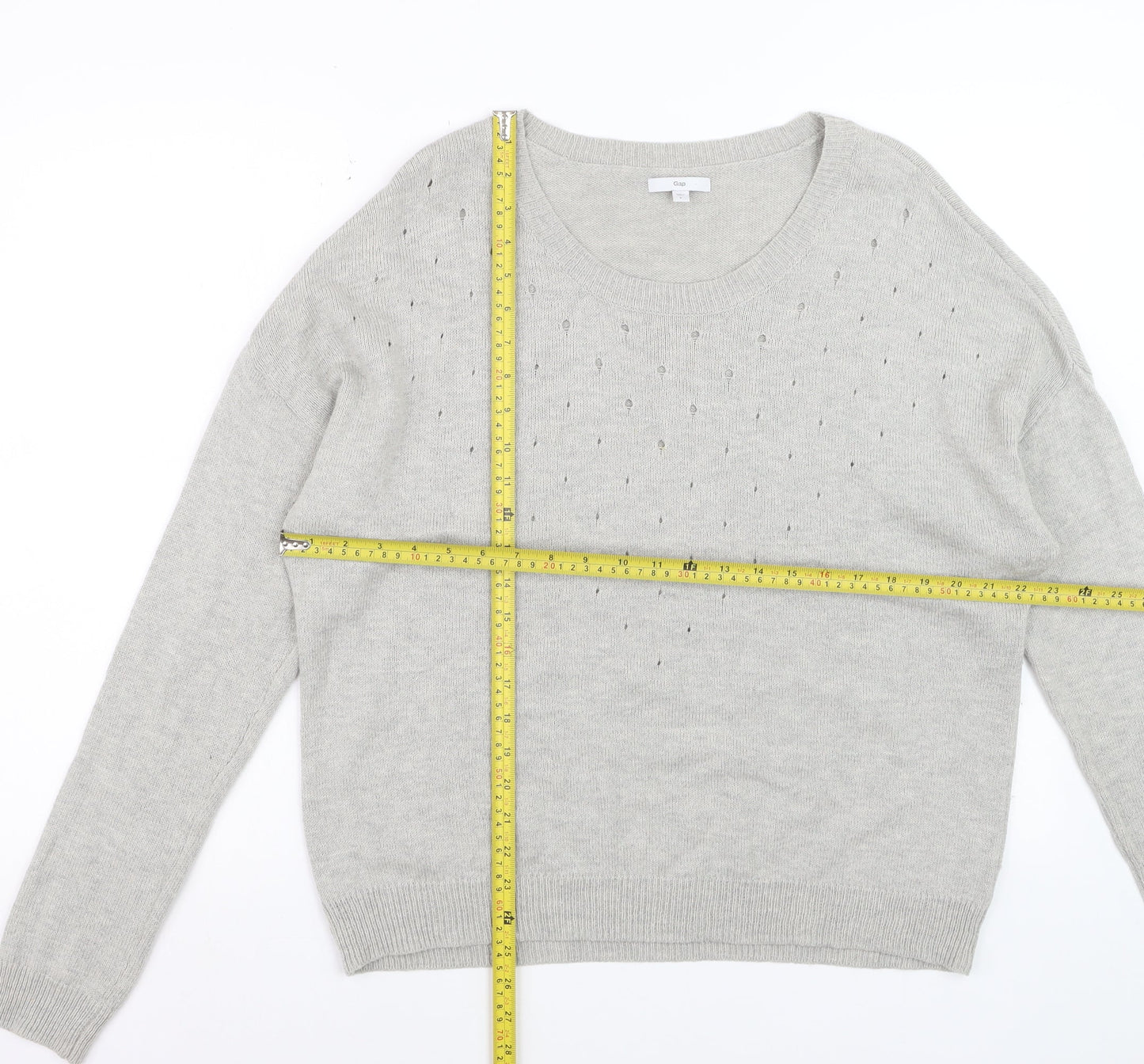 Gap Women Grey Crew Neck Long Sleeve Pullover Jumper Size L