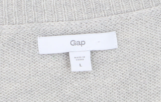 Gap Women Grey Crew Neck Long Sleeve Pullover Jumper Size L