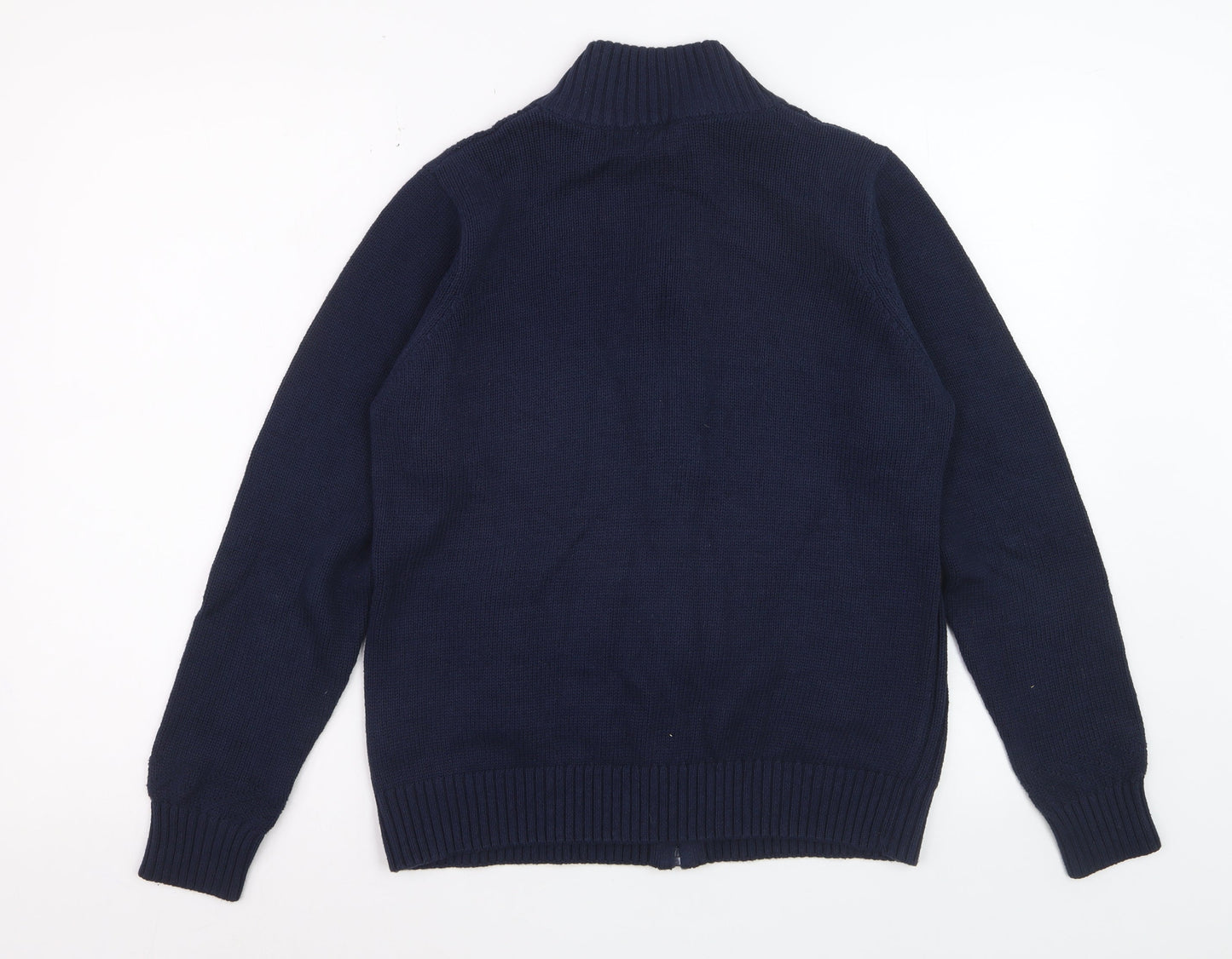 Isle Essentials Women Blue Cotton Cable Knit Full Zip Jumper M 14-16