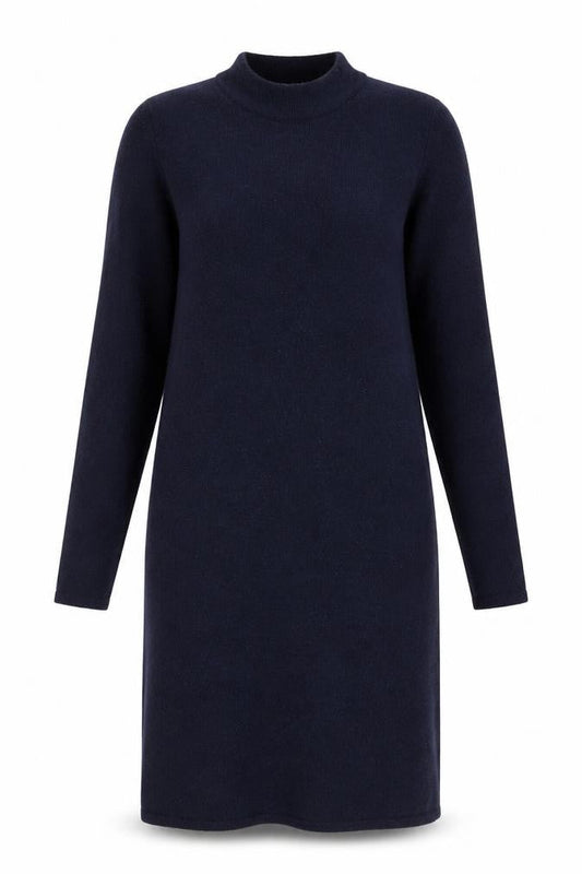 Mango Women's Blue Knit High Neck Long Sleeve Sweater Dress Size 12