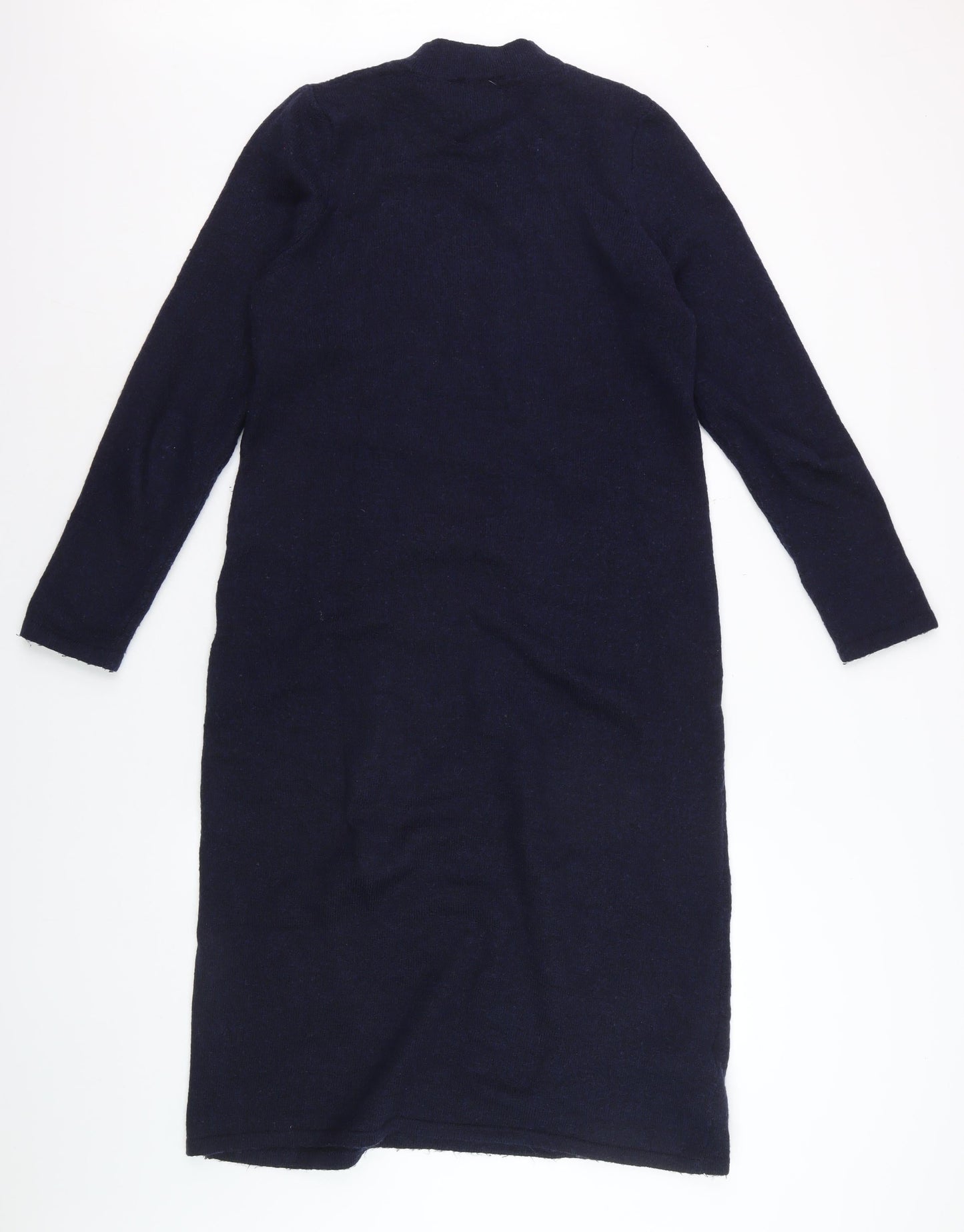 MNG Women's Blue Knit High Neck Long Sleeve Sweater Dress Size 12