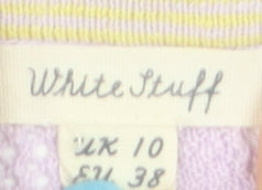 White Stuff Women's Purple V-Neck Cotton Linen Jumper Size 10
